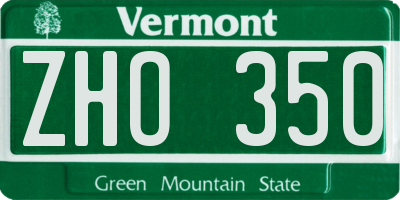 VT license plate ZHO350