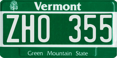 VT license plate ZHO355