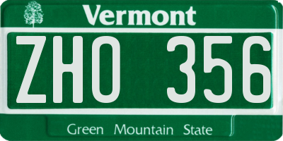 VT license plate ZHO356