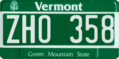 VT license plate ZHO358