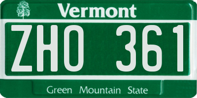 VT license plate ZHO361