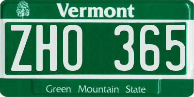 VT license plate ZHO365