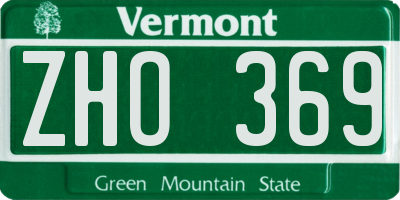 VT license plate ZHO369