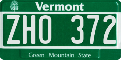 VT license plate ZHO372