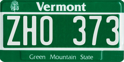 VT license plate ZHO373