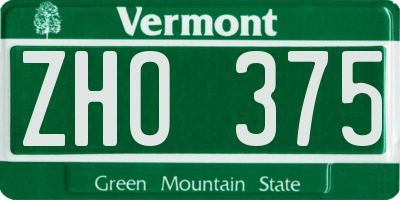 VT license plate ZHO375
