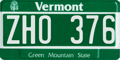 VT license plate ZHO376