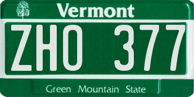 VT license plate ZHO377