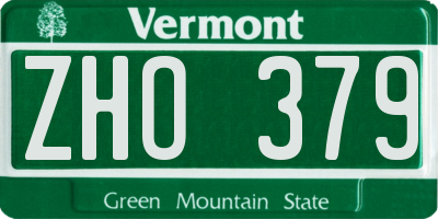 VT license plate ZHO379