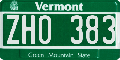 VT license plate ZHO383
