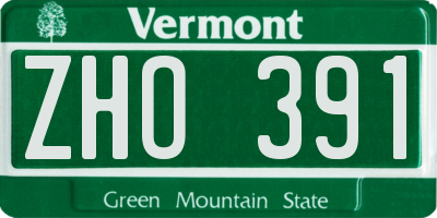 VT license plate ZHO391