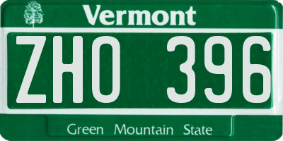 VT license plate ZHO396