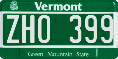 VT license plate ZHO399