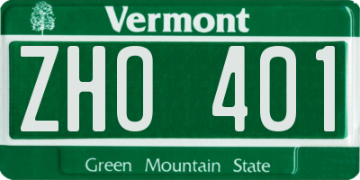 VT license plate ZHO401