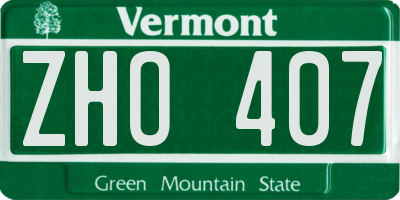 VT license plate ZHO407