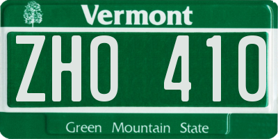 VT license plate ZHO410