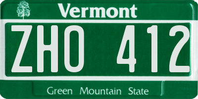 VT license plate ZHO412