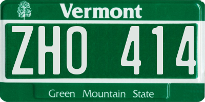 VT license plate ZHO414