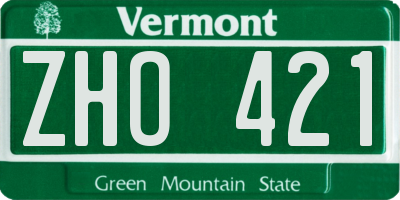 VT license plate ZHO421