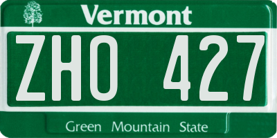VT license plate ZHO427