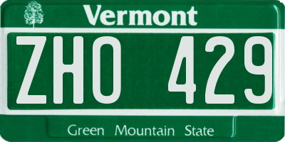 VT license plate ZHO429