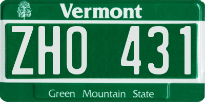 VT license plate ZHO431