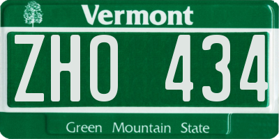 VT license plate ZHO434