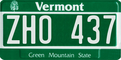 VT license plate ZHO437