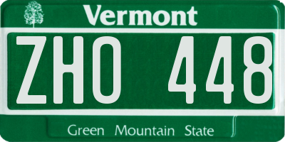 VT license plate ZHO448
