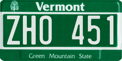 VT license plate ZHO451