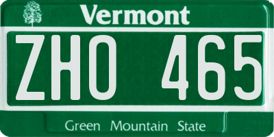 VT license plate ZHO465