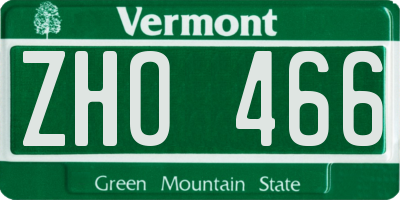 VT license plate ZHO466