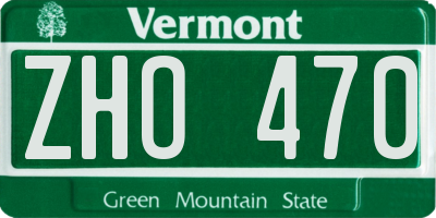 VT license plate ZHO470