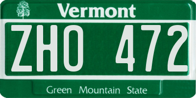 VT license plate ZHO472