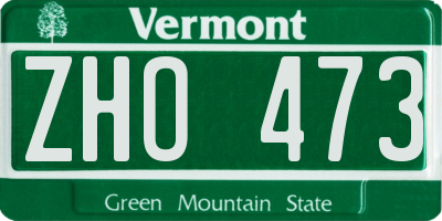 VT license plate ZHO473