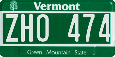 VT license plate ZHO474