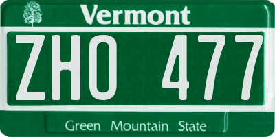 VT license plate ZHO477
