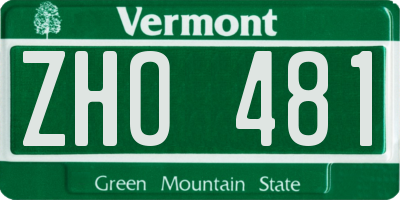 VT license plate ZHO481