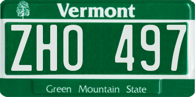 VT license plate ZHO497