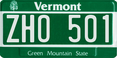 VT license plate ZHO501