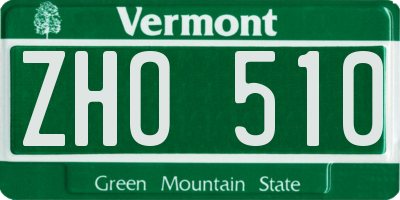 VT license plate ZHO510