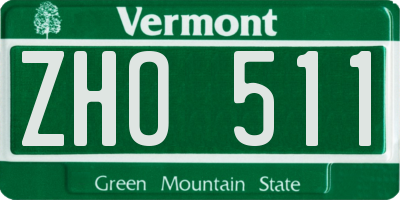 VT license plate ZHO511
