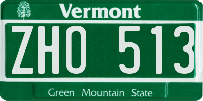 VT license plate ZHO513