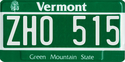 VT license plate ZHO515