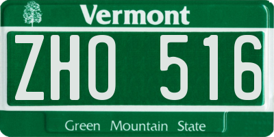 VT license plate ZHO516