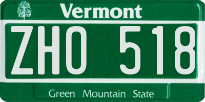 VT license plate ZHO518
