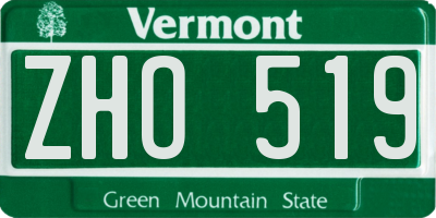 VT license plate ZHO519