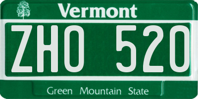 VT license plate ZHO520