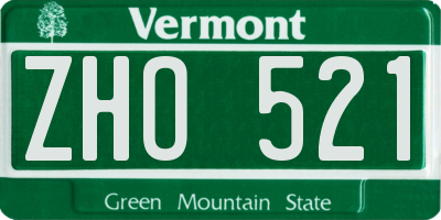 VT license plate ZHO521