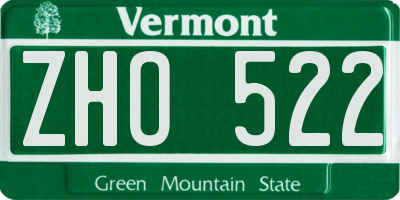 VT license plate ZHO522